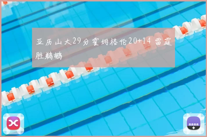 亚历山大29分霍姆格伦20+14 雷霆胜鹈鹕