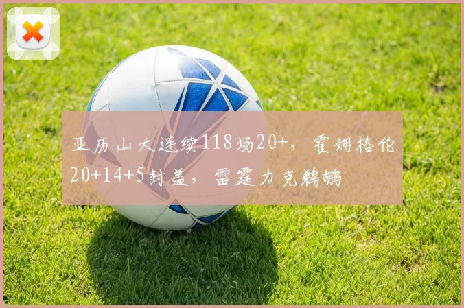 亚历山大连续118场20+，霍姆格伦20+14+5封盖，雷霆力克鹈鹕
